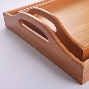 Juego de bandejas de madera al por mayor con asas ovaladas |   Juego de 2 Bandejas Multiusos para Cocina y Comedor - Product Image 2