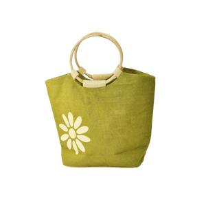 Sacs à provisions en toile de jute teintés multicolores durables et écologiques avec motif géométrique Poignée de canne en corde de coton à impression personnalisée - Product Image 2