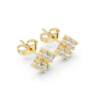 Elegant Diamond Cluster <b>Stud</b> Earrings 0.52 CT Lab-Grown VVS-VS EF Clarity 18KT, 14KT, 10KT Gold & 925 <b>Silver</b> Available in - Product Image 4