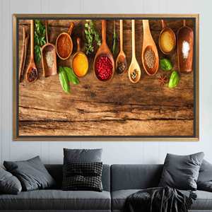 Impresión de Especias Elegantes en Lienzo: Decoración Artística Aromática para la Cocina, Lienzo con Marco Dorado - Product Image 1