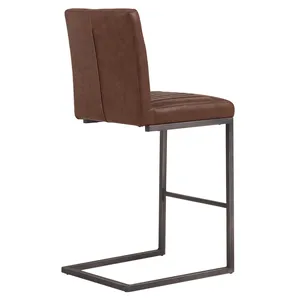 Tabouret de bar industriel moderne en métal de haute qualité avec dossier haut en tissu de cuir pour bar à domicile et hôtel à usage commercial - Product Image 3