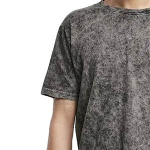 2023 camisetas desgastadas lavadas con ácido de gran tamaño transpirables de alta calidad para hombres tela de punto de fibra de algodón/bambú personalizable - Product Image 6