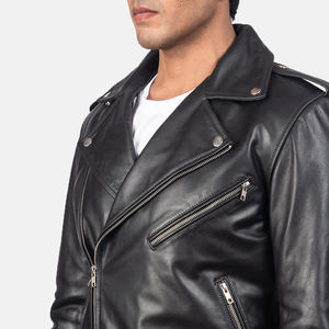 Chaqueta de Cuero Negra con Cuello para Hombre, Estilo Formal Casual, Prenda Exterior de Cuero Genuino, Diseño Clásico Simple, Uso Diario - Product Image 2