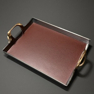 Sophisticated Leather Tray With Raised <b>Edges</b> And Elegant Finish Designed <b>For</b> Stylish Dining Serving Or Home Decoration Purpose - Product Image 2
