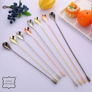 Cuchara agitadora de cóctel de acero inoxidable colorida de alta calidad con material de metal de mango largo - Product Image 4