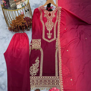 Costumes ethniques Salwar Kameez pour femmes pakistanaises et indiennes précises, nouveautés en matériaux de pelouse de qualité supérieure, personnalisables pour adultes - Product Image 1