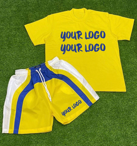 กางเกงขาสั้นประดับพลอยเทียมสำหรับผู้ชายเสื้อยืดโอเวอร์ไซส์โลโก้ผู้ชายชุดฤดูร้อนฟอกสีกรดสำหรับผู้ชายใส่ได้ทั้งชายและหญิง - Product Image 1