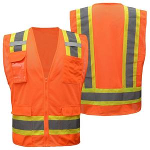 Custom Color Hi Vis Viz High Visibility Reflective Zip Pocket Security Waistcoats Jacket Workwear Vests in Wholesale Price