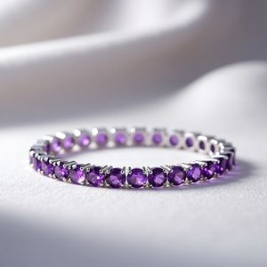 Pulsera clásica de tenis de amatista, oro sólido personalizado 10K 14K 18K platino joyería fina, regalo de lujo - Product Image 4