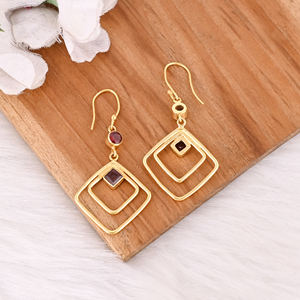 Natural Mozambique <b>Garnet</b> Gemstone <b>Earrings</b> In 925 Sterling Silver Hook <b>Earrings</b> Handmade Bezel Set Jewelry For Women & Girls - Product Image 4