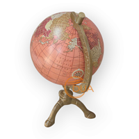 Carte du monde géographique rotative de bureau Orange Globe éducatif à base en métal de 8 pouces pour la maison, le bureau et la décoration d'étude