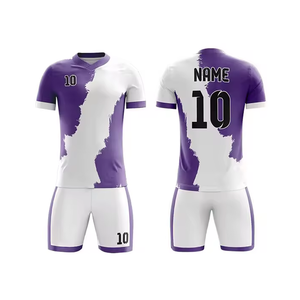 Fútbol Adulto Jersey Conjunto corto Entrenamiento Ropa deportiva Uniforme de fútbol Sublimación Color negro púrpura Mejor uniforme de fútbol - Product Image 3