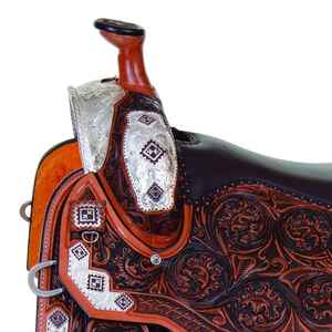 Sier Cuir de vachette véritable English Western Pleasure Show Horse Saddle Tack Accessoires-Assorti Headstall Breast Collar Rein - Product Image 3