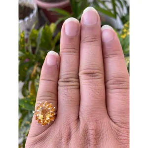 Flower Ring with Citrine Inlay 925 Sterling Silver Handmade Floral Gemstone Ring Wholesale Jewelry Supplier - Product Image 3