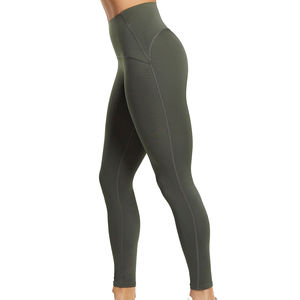Mallas deportivas de compresión de cintura alta de algodón para mujer, pantalones de entrenamiento con bolsillos, ropa de Yoga elástica activa para mujer, nueva moda - Product Image 2