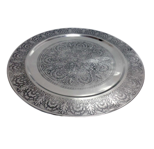 Nouveau plat et plateau de taille standard de couleur antique de nickel de plaque ronde en aluminium de service pour servir la nourriture dans l'hôtel de restaurant - Product Image 1