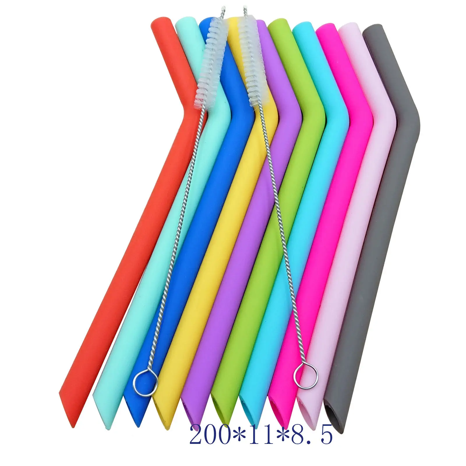 BPA Free Portable Reusable Travel Long Flexible Safety Silicone Drinking Straws for Kids/Toddlers