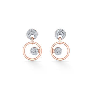 Boucles d'oreilles pendantes en or rose avec diamants pour femmes - Product Image 3