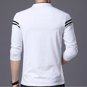 Wholesale High Quality Men <b>Long</b> <b>Sleeve</b> Mandarin Collar T-<b>Shirts</b> Design Button Polo T <b>Shirt</b> - Product Image 2