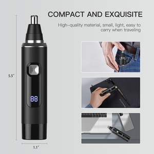 Tondeuse à sourcils et poils du visage rechargeable 2-en-1 professionnelle pour femmes et hommes, tondeuse à poils du nez et des oreilles USB portable puissante et indolore - Product Image 3