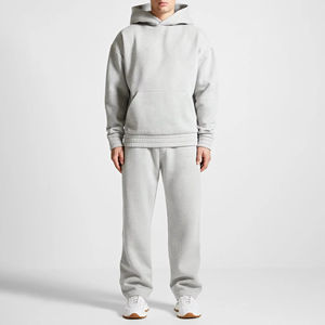 Alta calidad 500 Gsm Fleece Streetwear chándal de gran tamaño de pierna recta Joggers hombres chándal conjunto de chándales de lana - Product Image 2