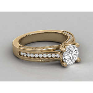 Bague pour femme en or 14 carats avec diamant solitaire rond de laboratoire, bagues en diamant brillant - Product Image 5