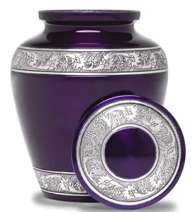 Acabado de espejo Urna de cremación de color púrpura Diseño simple Acabado mate para almacenamiento y conservación de cenizas Urna de recuerdo de amor - Product Image 1