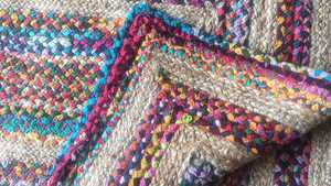 พรมปูพื้นลายเรขาคณิตทรงสี่เหลี่ยมผืนผ้า ทำจากเส้นใยปอกระเจาถักแบบไม่ลื่น ผลิตด้วยเครื่องจักรทันสมัย เหมาะสำหรับใช้ในบ้าน เดินทาง แคมป์ปิ้ง และปิกนิก - Product Image 3