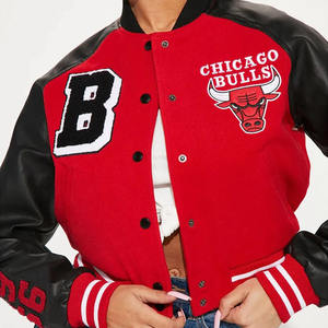 แจ็คเก็ตบอมเบอร์ทรงวิซาร์ดสไตล์วินเทจ คลาสสิค เรโทร  แบบครอป  หลากสี  ผ้าขนสัตว์สำหรับฤดูหนาว  คอตั้ง  มีฮู้ด  โลโก้ด้านหน้า - Product Image 2