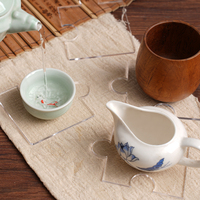 Ensemble de sous-verres en acrylique emboîtables personnalisés, transparents noirs, pour tasses à thé, décoration de bureau, cadeau OEM