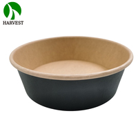 Emballage écologique pour les aliments Emballage biodégradable Assiettes biodégradables Boîte à lunch ronde en papier kraft noir jetable