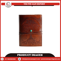 Carnet en cuir véritable style spirale, reliure thermique, 240 pages, bords festonnés et broderie – Meilleur prix – Vente flash