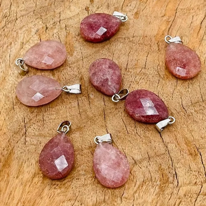 Colgante de cristal de cuarzo de fresa de Plata de Ley 925, accesorio de joyería de piedras preciosas naturales para niños - Product Image 1