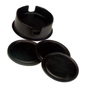 Posavasos de cuero de alta calidad con logotipo personalizado Posavasos de cuero redondos personalizados Juegos de posavasos de cuero - Product Image 1