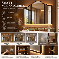 Meuble-lavabo de salle de bain d'hôtel en chêne massif résistant à l'eau 1000mm 500mm avec armoire latérale, tiroirs, vasque en céramique, miroir intelligent, style classique