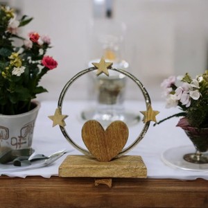 Décoration de sapin de Noël en aluminium et bois de manguier Design élégant de bague en bois de cerf Parfait pour les centres de table de fête et les cadeaux - Product Image 4