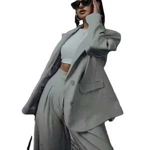 Gray Retro Loose Suit For Women A Modern And Fashionable Must-have Item For Going Out On The Street