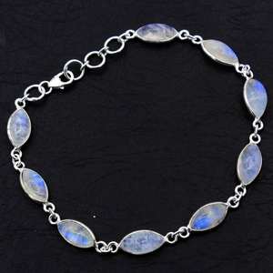 925แฟชั่นเรียบง่ายสำหรับเด็กผู้หญิงสร้อยข้อมือเงินสเตอร์ลิงทำด้วยมือเงินแท้พลอยมูนสโตนชุบโรเดียมเครื่องประดับเงินสเตอร์ลิง - Product Image 6