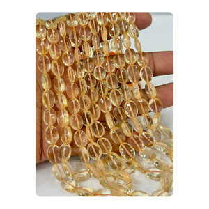 Cuentas de cuarzo citrino natural AAA con forma ovalada facetada Tamaño 8x10mm Aprox. Cuentas de hilo de 14 pulgadas para hacer joyas - Product Image 1
