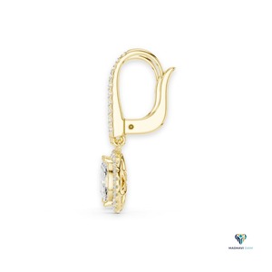 Yellow <b>Gold</b> Marquise Halo Drop <b>Earrings</b> 0.85 CT Lab Grown Diamond in 18K Solid <b>Gold</b>, Elegant <b>Dangle</b> <b>Earrings</b> for Women - Product Image 2