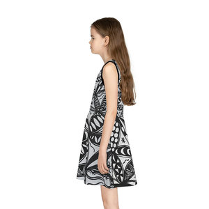 Orisun IV ragazze senza maniche prendisole (AOP) Casual festa dolce stile per 6-10 anni modello solido ODM vestito per bambini - Product Image 1