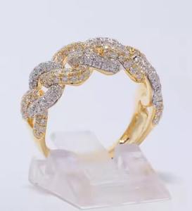 Bague en diamant cubain Miami 14K or massif demi-éternité bande glacée avec combiné diamants cultivés en laboratoire cadeau de fête des femmes - Product Image 3
