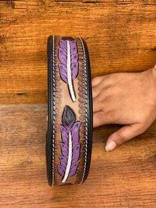 Nouveau collier de chien imprimé fleur en cuir torsadé occidental pour cou collier de chien réglable rembourré en cuir véritable gravé pour animal de compagnie - Product Image 3