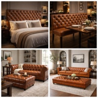 Leder-Midcentury-Aufblasbares, faltbares Kopfteil |   Handgefertigte Umweltfreundliche Langlebige Komfortable Antike Hotel-Schlafzimmermöbel
