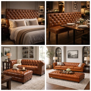 Cabecera Chesterfield de Cuero de Búfalo |   Panel de Cabecera Tapizado Hecho a Mano |   Muebles de Dormitorio de Lujo a Medida, Estilo Europeo - Product Image 5