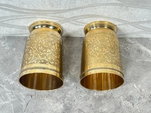 Juego de 2 vasos de cobre de lujo, utensilios de Bar de calidad superior grabados de diseñador para bebidas de vino, decoración de café y uso diario de la India - Product Image 6