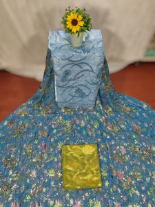 Robe de mariage pour filles, tendance 2026, authentique, dernière collection, en jacquard somalien, avec sequins, motif floral perlé, rose vif et violet, ornée de pierres - Product Image 5