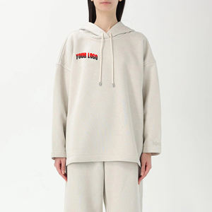 Sweats à capuche personnalisés à imprimé bouffant 3D pour femmes Pull à épaules tombantes 100% coton écologique de haute qualité - Product Image 6