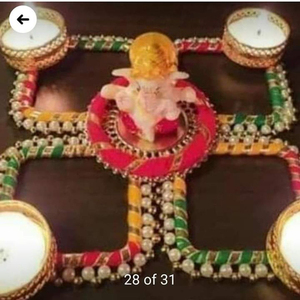 Candelero tradicional estilo Rangoli para bodas Diwali impresionante decoración del hogar mejora tu espíritu festivo para la graduación - Product Image 6