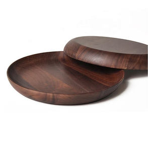 Assiette en bois naturelle faite à la main assiette en bois ronde pour la cuisine par artisanat en croissant - Product Image 1